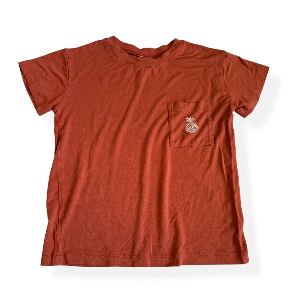 Kate Quinn Organics Orange Pineapple Bamboo Pocket Tee Girls 3